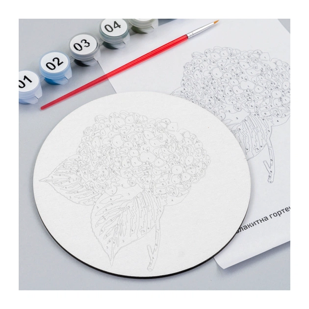 Картина по номерам Rosa Блакитна гортензія", кругла, 15 см, з мольбертом (4823098548690) - picture 4