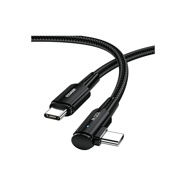 Дата кабель USB-C to USB-C 3.0m 100W 90° corner black Essager (EXCTT1-CGWTC01) - зображення 1