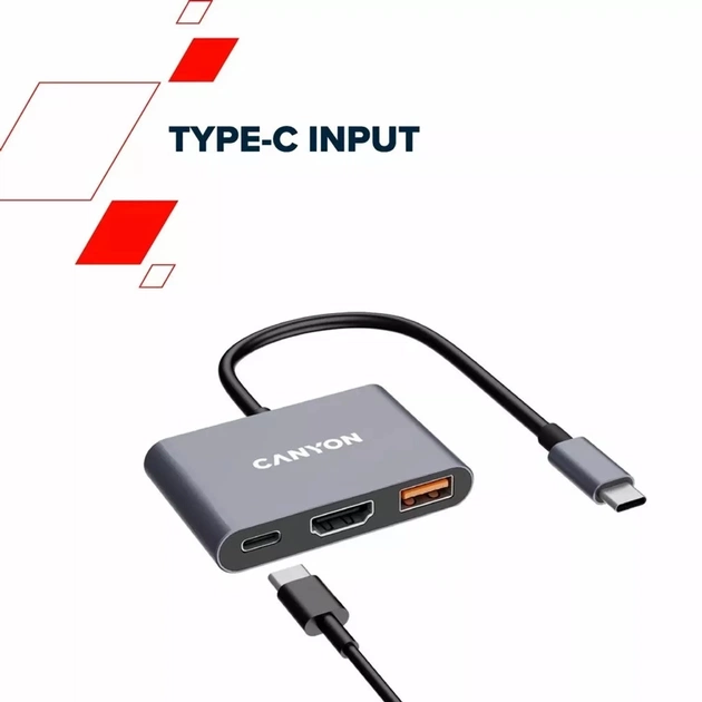 Концентратор Canyon hub DS-4 3in1 USB-C Grey (CNS-TDS4) - picture 11