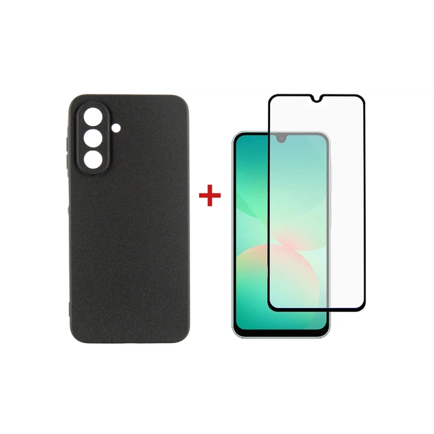 Чохол до мобільного телефона Dengos Kit Samsung Galaxy A26 Carbon + glass (Black) (DG-KM-137) - зображення 1