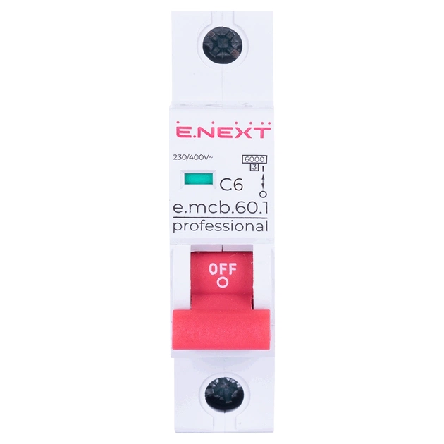 Автоматичний вимикач E.NEXT 1-п e.mcb.pro 6А C ( 6кА) (p042006) - зображення 2