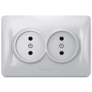 Розетка Videx BINERA 2ая серебр (VF-BNSK2-SS) изображение 1