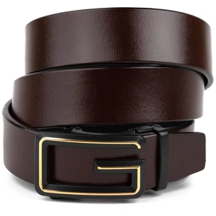 Ремінь Vintage Чоловічий з пряжкою у вигляді літери G Коричневий (20288) зображення 1