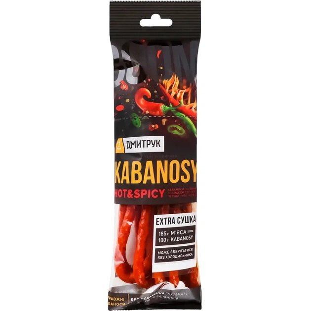 Мʼясні снеки Дмитрук Кабаноси Hot Spicy 80 г (4820247142389) - picture 1