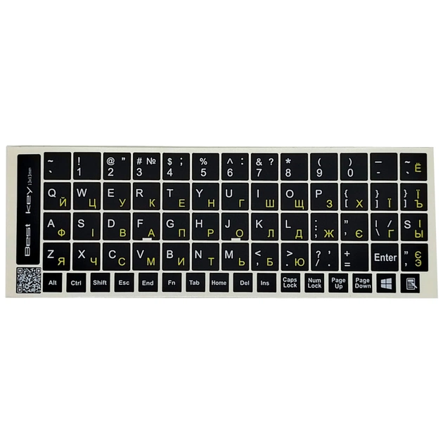 Наклейка на клавіатуру BestKey непрозора чорна, 68, жовтий (BK13YEL/022) - picture 1