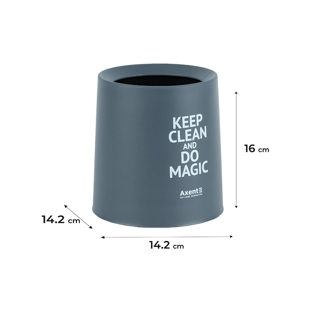 Кошик для паперів Axent Настільний контейнер для сміття, круглий, сірий (2131-03-A) - picture 3
