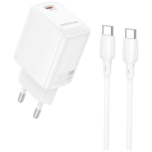 Зарядний пристрій BOROFONE BN28 Fuente USB-C PD30W + cable USB-C to USB-C White (6941991120312) зображення 1