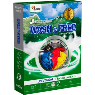 Пральний порошок Wash&Free Universal Гірська свіжість 400 г (4262396141897) зображення 1