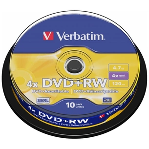 Диск DVD Verbatim 4.7Gb 4x CakeBox 10 шт silver (43488) изображение 1