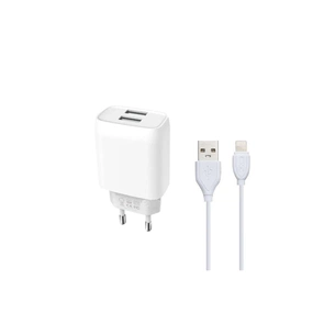 Зарядний пристрій XO L57 2.4A/2USB + lightning (XO-L57-LGHT) зображення 1