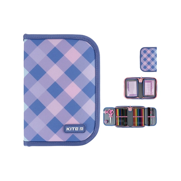 Пенал Kite Purple Chequer з наповненням (K24-622H-3) - зображення 1