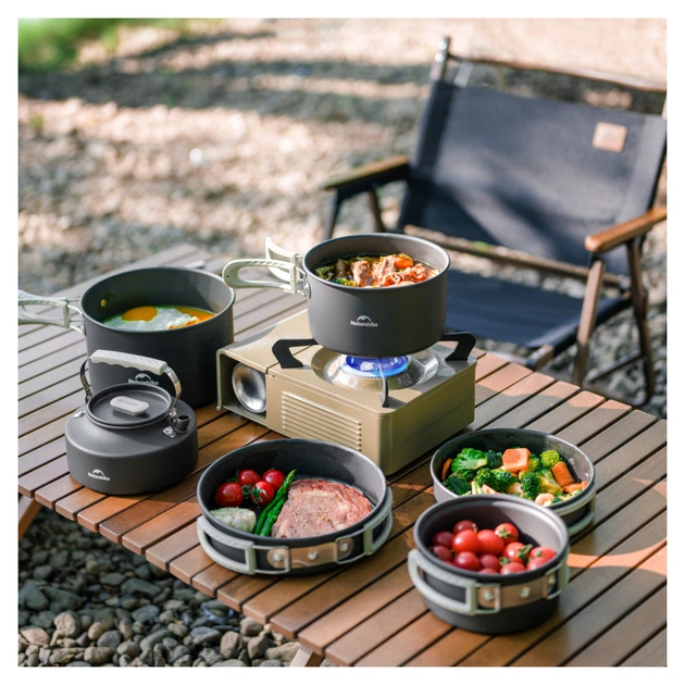 Набор туристической посуды Naturehike CNK2450CF010, 2 каструлі 1л, 1.7л, сковорідка (6976507663335) - изображение 4