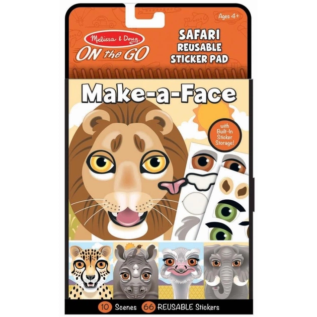 Набор для творчества Melissa&Doug Блокнот с многоразовыми наклейками Сафари (MD30510) - изображение 1