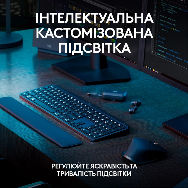 Комплект Logitech MX Keys S Plus Palmrest Wireless UA Graphite (920-011614) - зображення 8