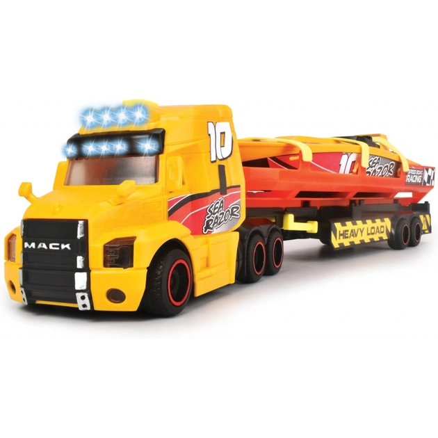 Спецтехніка Dickie Toys Вантажівка Мак Перевезення катера з причепом, зі звук. та світл. ефектами 41 см (3747009) - изображение 1