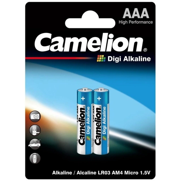 Батарейка Camelion AAA LR03 Digi Alkaline * 2 (LR03-BP2DG) - изображение 1
