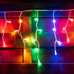 Гірлянда Novogod`ko вулична Бахрома, 80 LED, IP65, різнокольорова, білий провід, 5,5 м (801195) зображення 1