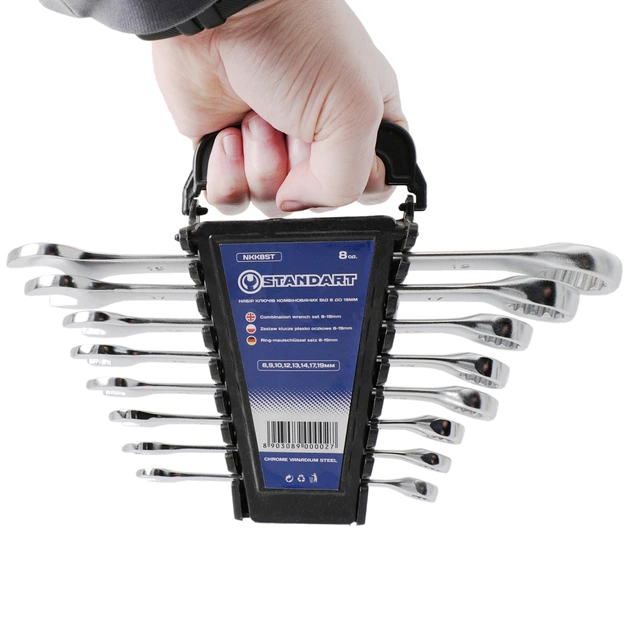 Ключ Стандарт ріжково-накидний 8 шт. 8-19 мм на холдері (NKK8ST) - picture 4