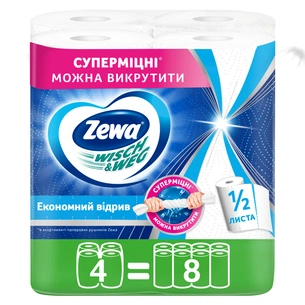 Паперові рушники Zewa Wisch & Weg 2 шари 4 рулони (7322541210841) зображення 1