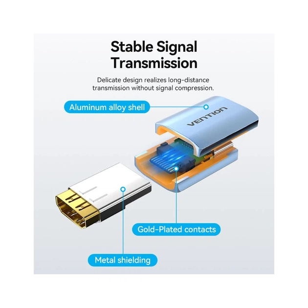 Перехідник HDMI F to HDMI F 8K Aluminum black Vention (AIUH0) - зображення 6