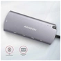 Концентратор AXAGON USB-C to 2xUSB-A + HDMI + RJ45 + SATA M.2 + PD 100W 0.18m grey (HMC-6M2) - зменшене зображення 9