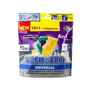 Капсули для прання Wash&Free Жасмин та лаванда з марсельським милом 11 шт. (4260637722010) зображення 1