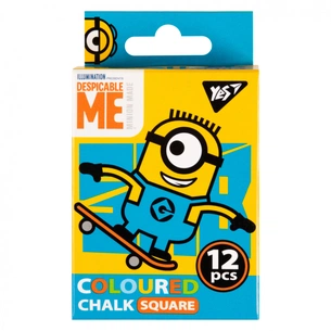 Крейда Yes кольорова квадратна 12 шт 6 кол Minions (400391) изображение 1