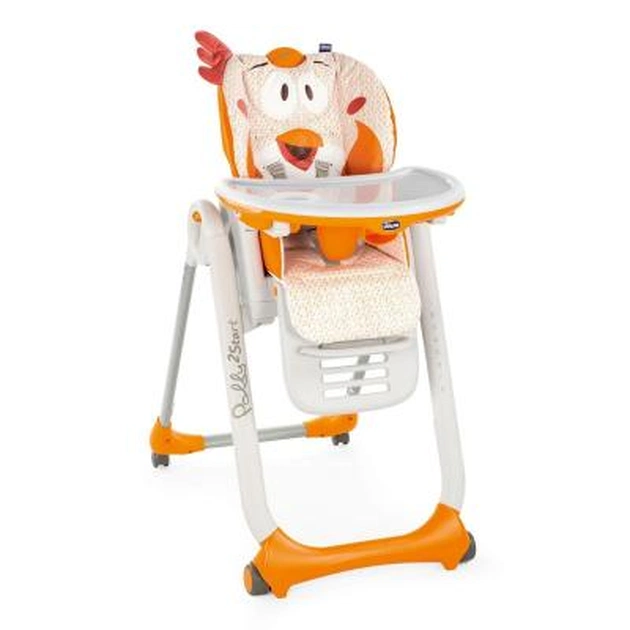 Стілець для годування Chicco Polly 2 Start 4-х колісний помаранчевий (79205.96) - зображення 1