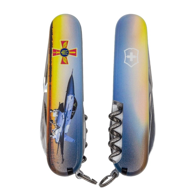 Ніж Victorinox Climber Army Чорний Літак + Емблема ПС ЗСУ (1.3703.3_W3040p) - зображення 1