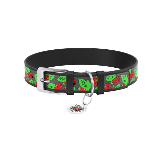 Нашийник для тварин WAUDOG Design з QR паспортом "Калина" M Ш 20 мм Д 29-38 см (чорний) (3604-0228-01) - зображення 1