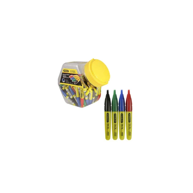 Набір маркерів Stanley Permanent, 90мм, Black/Green/Blue/Red, 72 шт, із загостреним наконечником, (1-47-329_72) - picture 1