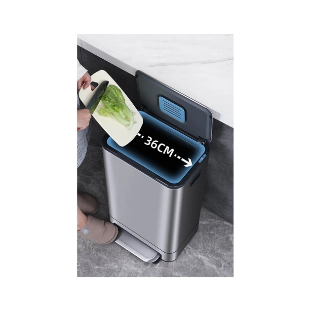 Контейнер для сміття JAH Soft Close З педаллю З внутрішнім відром Срібний металік 30 л (20264) - picture 3