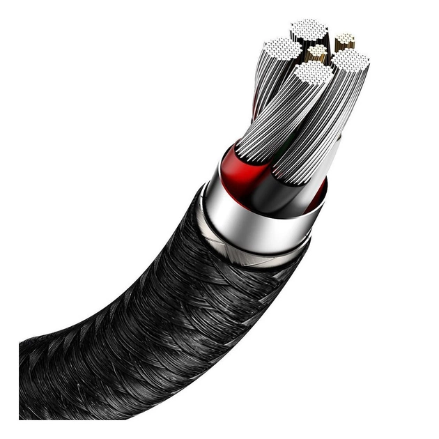 Дата кабель USB 3.1 AM to USB-C 0.25m 6.0A 66W Cafule Series Metal Black Baseus (CAKF000001) - picture 7