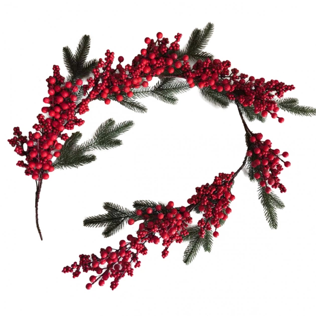 Декоративна гілка YES! Fun Червоні ягоди та хвоя 130 см (975008) - picture 1