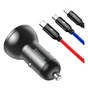 Зарядний пристрій Baseus Digital Display Dual USB 4.8A Car Charger 24W+Three Primary Colors 3-in-1 Cable 1.2m (TZCCBX-0G) - зменшене зображення 3