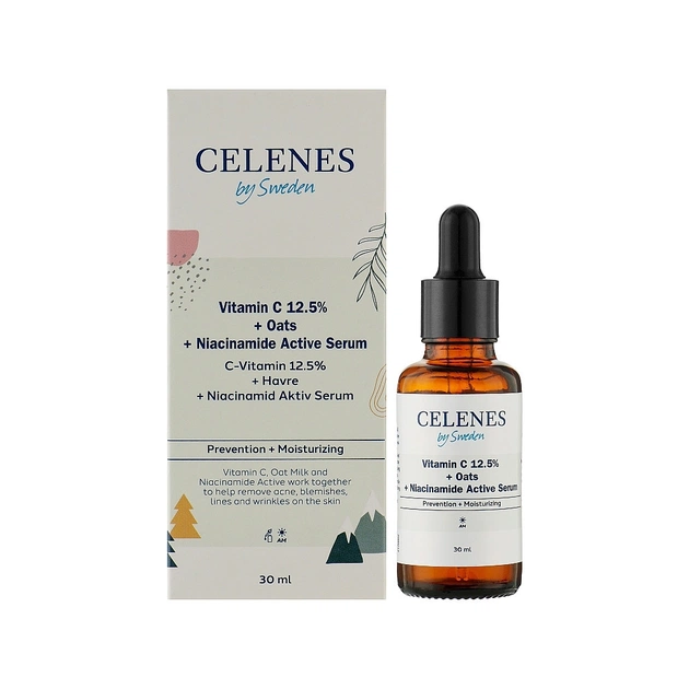 Сироватка для обличчя Celenes Vitamin C 12.5% + Oats + Niacinamide Active Serum 30 мл (7350104249458) - зображення 1