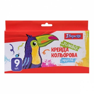 Крейда 1 вересня кольорова 9 шт. JUMBO "Zoo Land" (400447) зображення 1