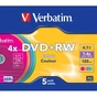 Диск DVD Verbatim 4.7Gb 4x SlimCase 5шт Color (43297) - уменьшенное изображение 2