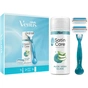 Набір косметики Gillette Станок для гоління Venus Smooth + 2 змінних леза + Гель для гоління Satin Care Алое Вера 75 мл (8700216077217) - зменшене зображення 1