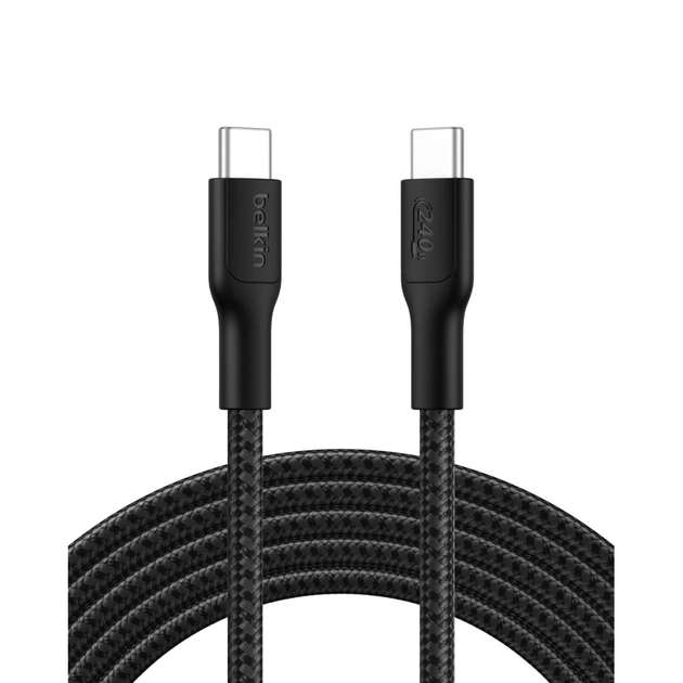 Дата кабель USB-C to USB-C 3.0m 240W black Belkin (CAB025HQ3MBK) - изображение 1