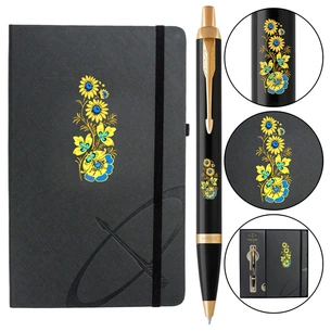 Ручка кулькова Parker IM 17 UKRAINE Black GT BP Квіти + блокнот Parker + подар.упак. GIFT24 (22032b24_T1050u) изображение 1