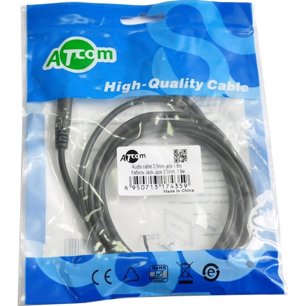 Кабель мультимедийный 3.5mm M to 3.5mm M 1.8m Atcom (17435) - изображение 1