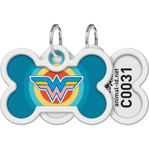 Адресник для тварин WAUDOG Smart ID з QR паспортом "Чудо жінка 1", кістка 40х28 мм (0640-1012) зображення 1