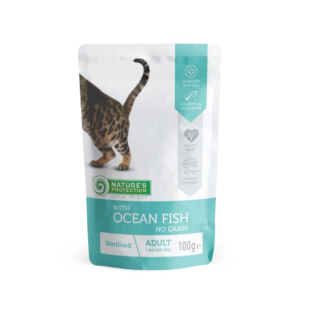Вологий корм для кішок Nature's Protection Sterilised with Ocean fish 100 г (KIK45693) - изображение 1