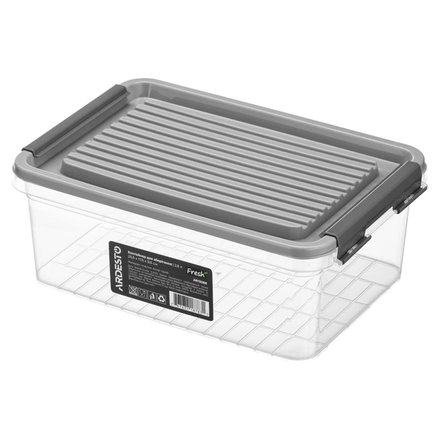 Пищевой контейнер ARDESTO Fresh 2.8л, пластик, прямокутна, сірий (AR1306R) - изображение 1