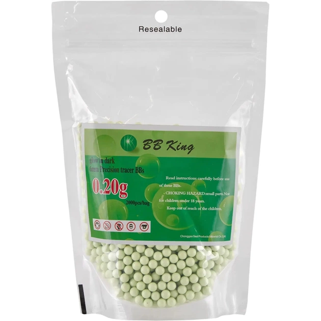 Страйкбольні кульки BB King Tracer Green 6мм 0,20г 2000шт/уп (1401.00.05) - picture 1