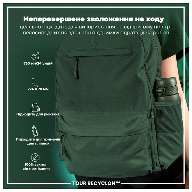 Пляшка для води ION8 OneTouch 750 мл BPA Free, Dark Green (I8RF750DGRE) - зображення 5