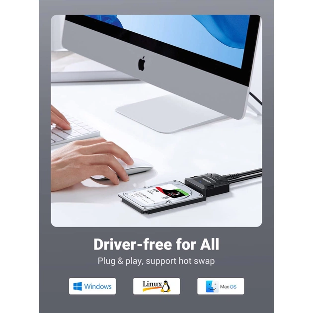 Перехідник USB 3.0 Type-А to SATA III (F) CR108 Ugreen (20611) - picture 5