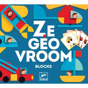 Настільна гра Djeco Набір дерев'яних геометричних фігур Ze Geo Vroom (DJ06436) зображення 1
