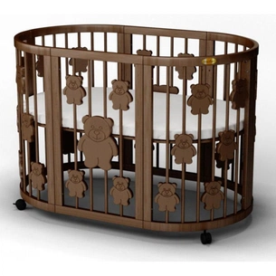 Ліжечко Ingvart SMART BED ROUND з ведмедиками шоколад (1361361) зображення 1